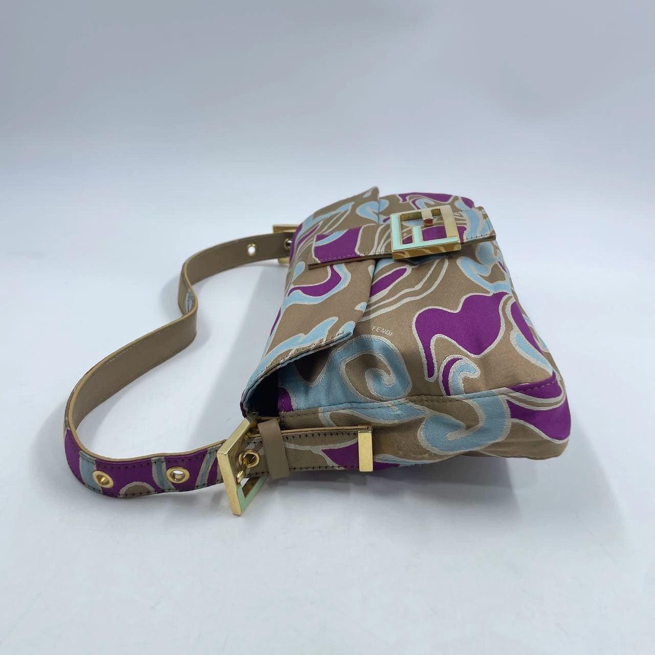 FENDI Baguette Multicolor Purple Fabric with Psychedelic prints 1