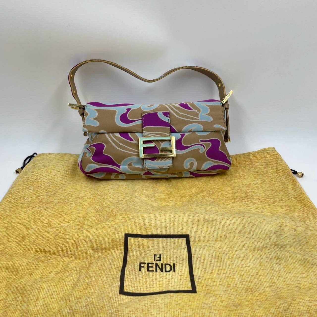 FENDI Baguette Multicolor Purple Fabric with Psychedelic prints 2