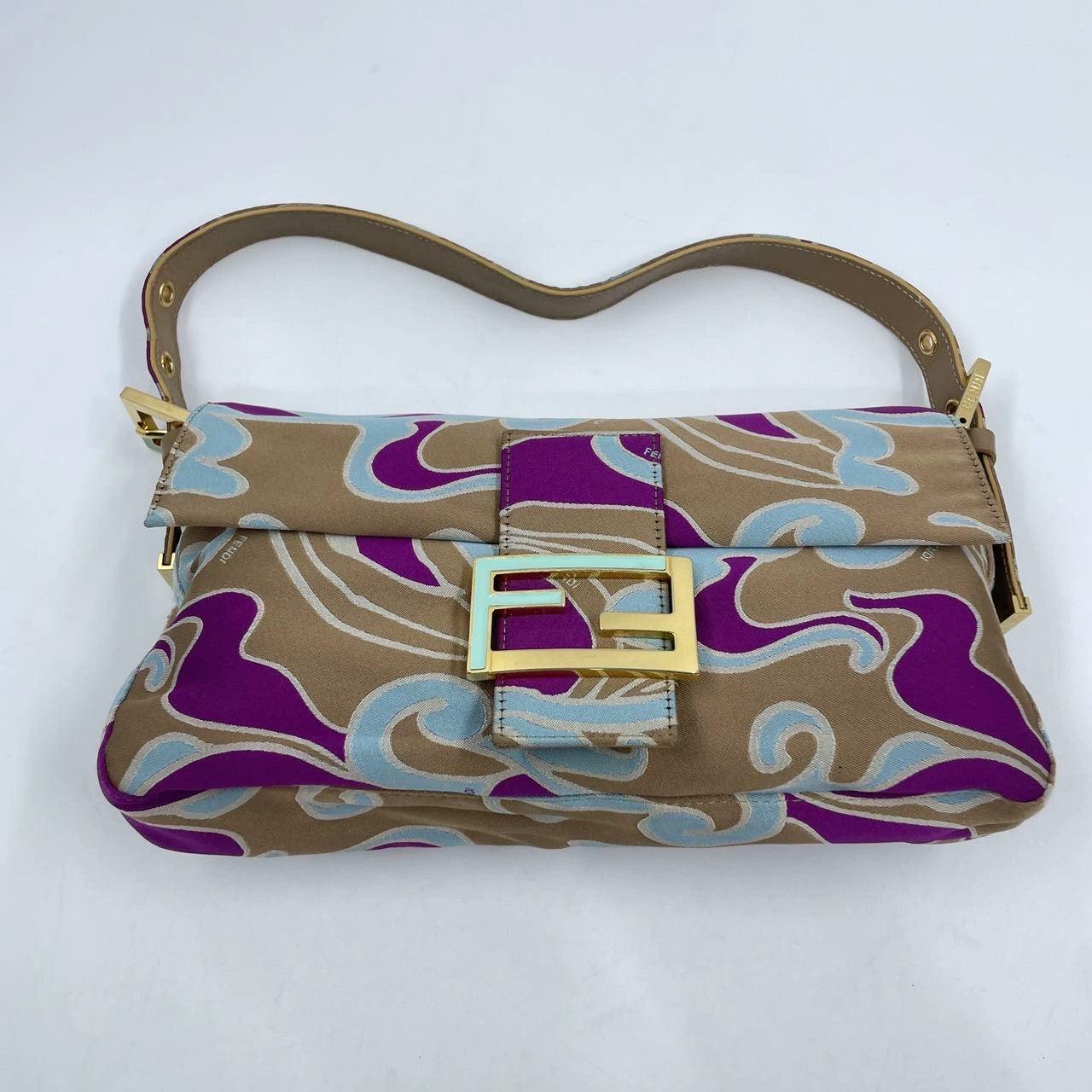 FENDI Baguette Multicolor Purple Fabric with Psychedelic prints 4