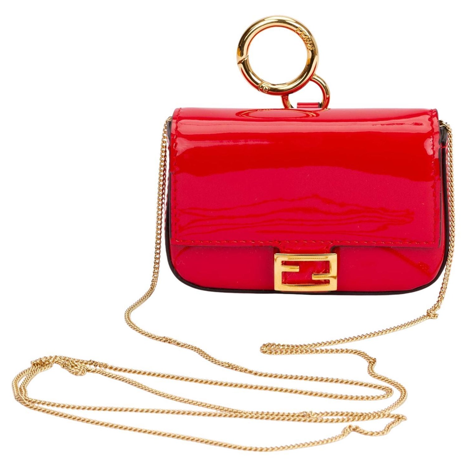Used] FENDI FENDI micro bucket bag charm charm leather red red