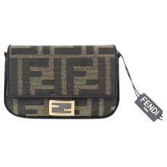 Fendi Baguette Nano Logo Jacquard Canvas Bag Charm