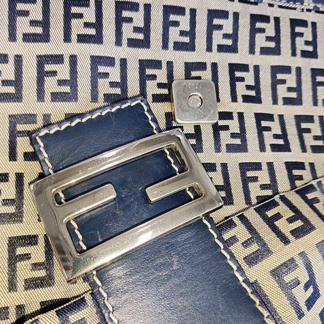 Fendi Baguette Navy Zucchino Print Monogram 5