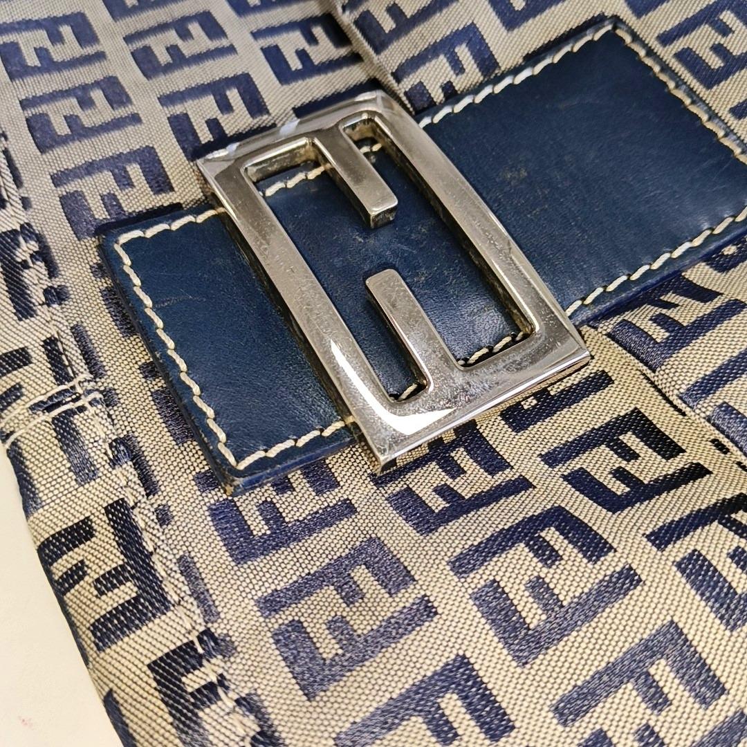 Fendi Baguette Navy Zucchino Print Monogram 6