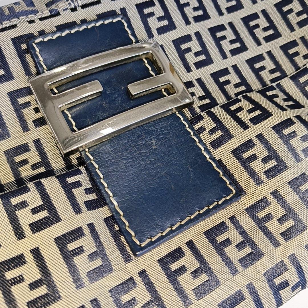 Fendi Baguette Navy Zucchino Print Monogram 7