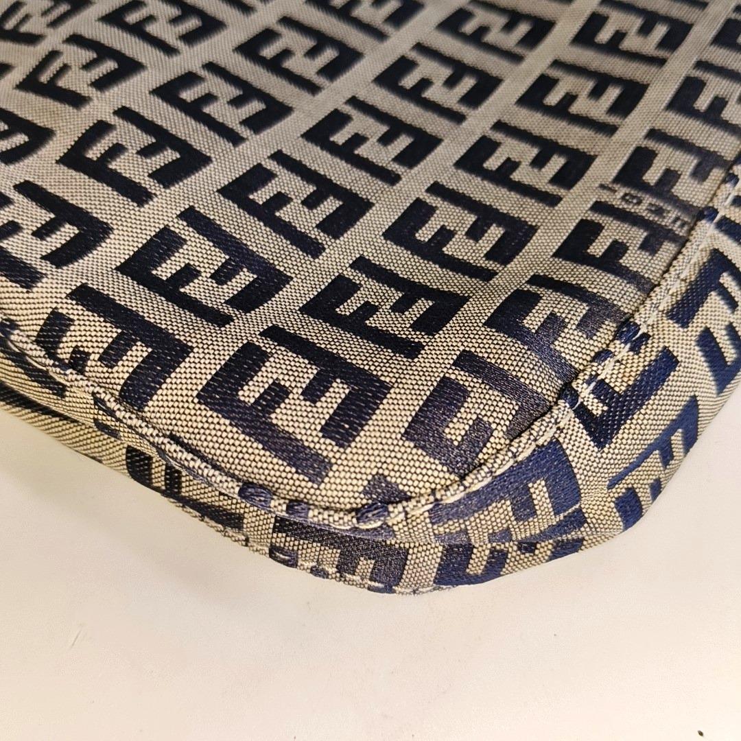 Fendi Baguette Navy Zucchino Print Monogram 9
