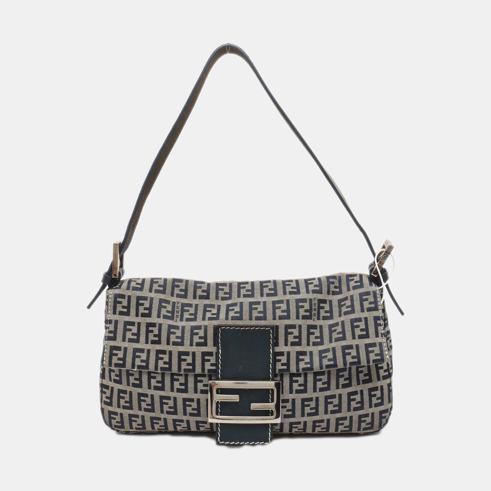 Fendi Baguette Navy Zucchino Print Monogram 4