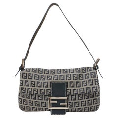 Fendi Baguette Navy Zucchino Print Monogram