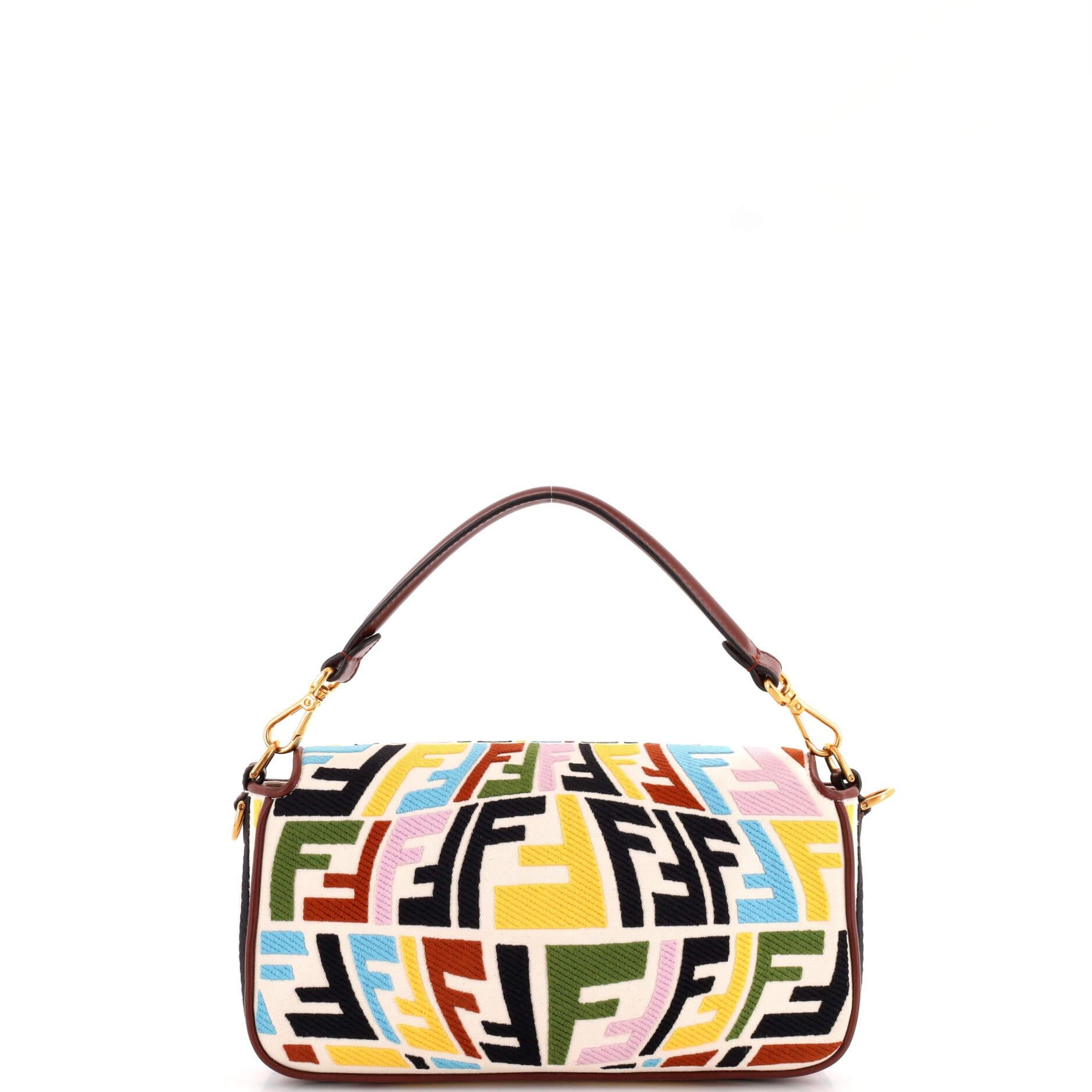 Fendi Baguette NM Bag Fish-Eye FF Embroidered Canvas Medium In Good Condition For Sale In NY, NY