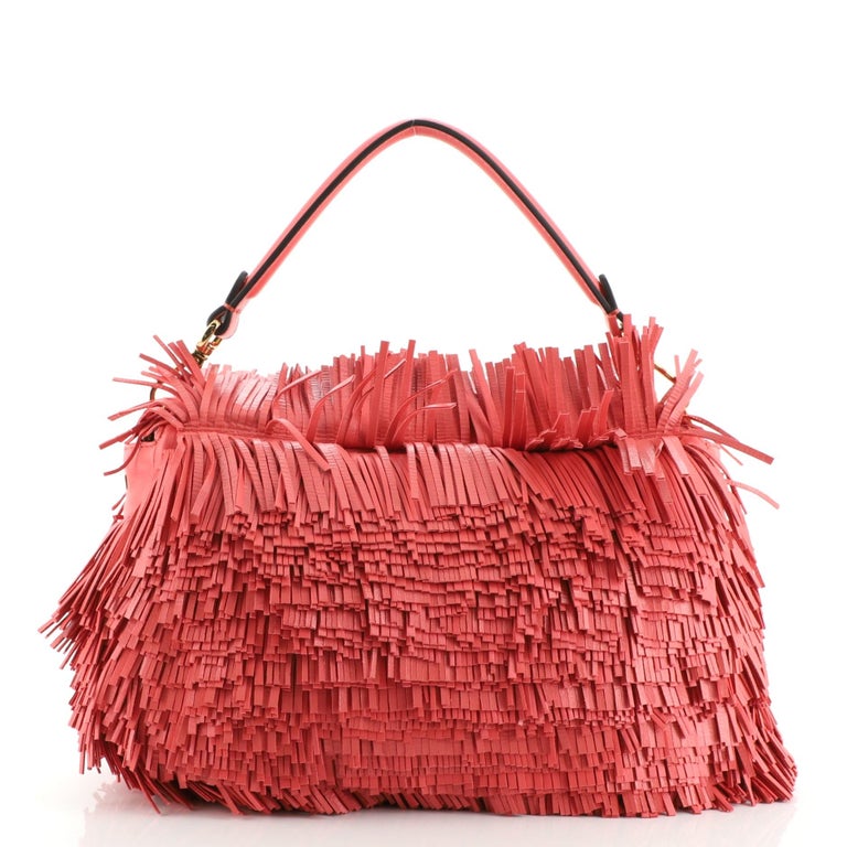 Fendi Baguette NM Bag Fringe Leather Medium In Good Condition For Sale In New York, NY