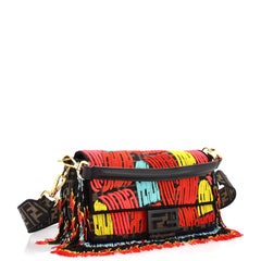 Fendi Baguette NM Bag Fringed Embellished Zucca Canvas Medium