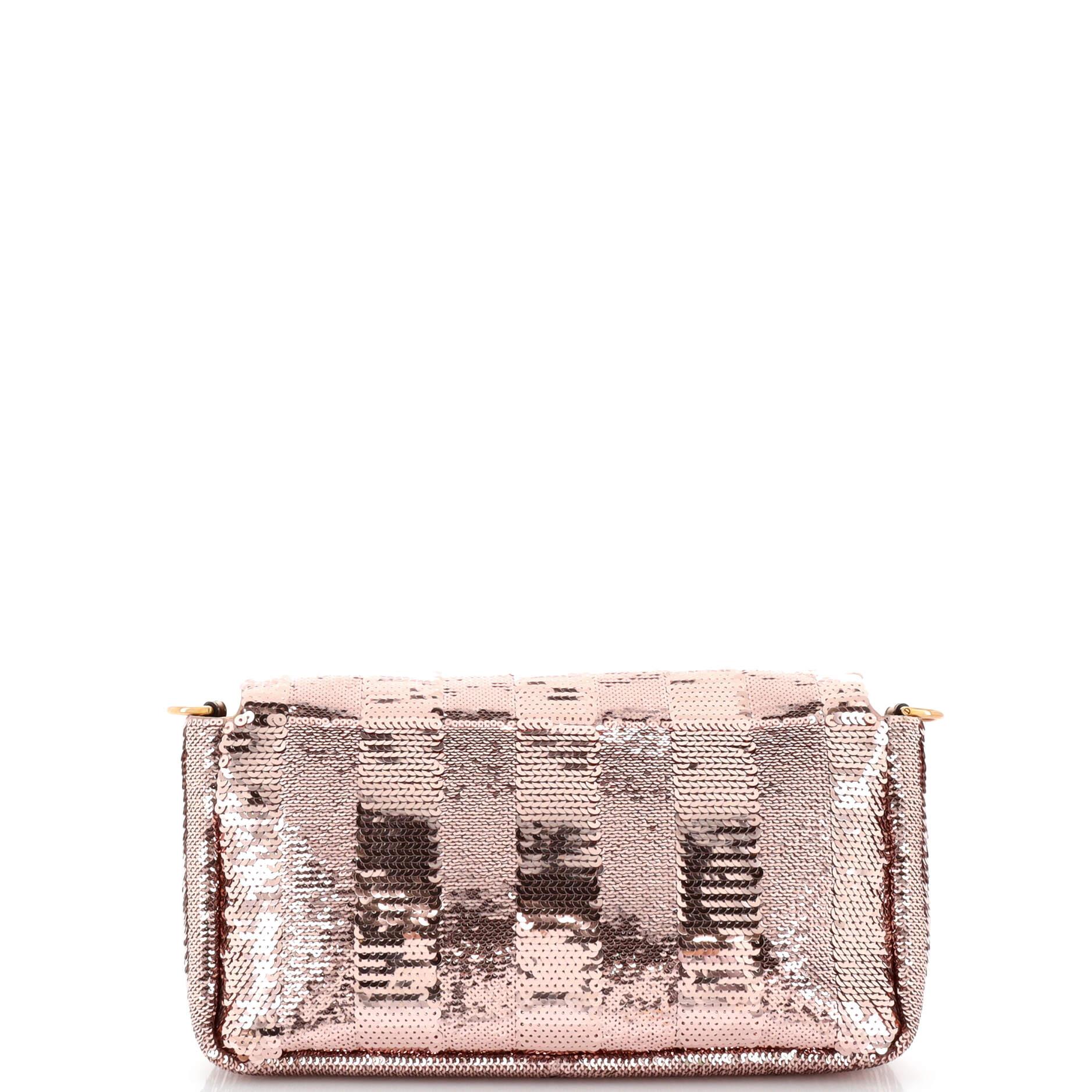 Fendi Baguette NM Bag Pequin Sequins Medium In Good Condition In NY, NY