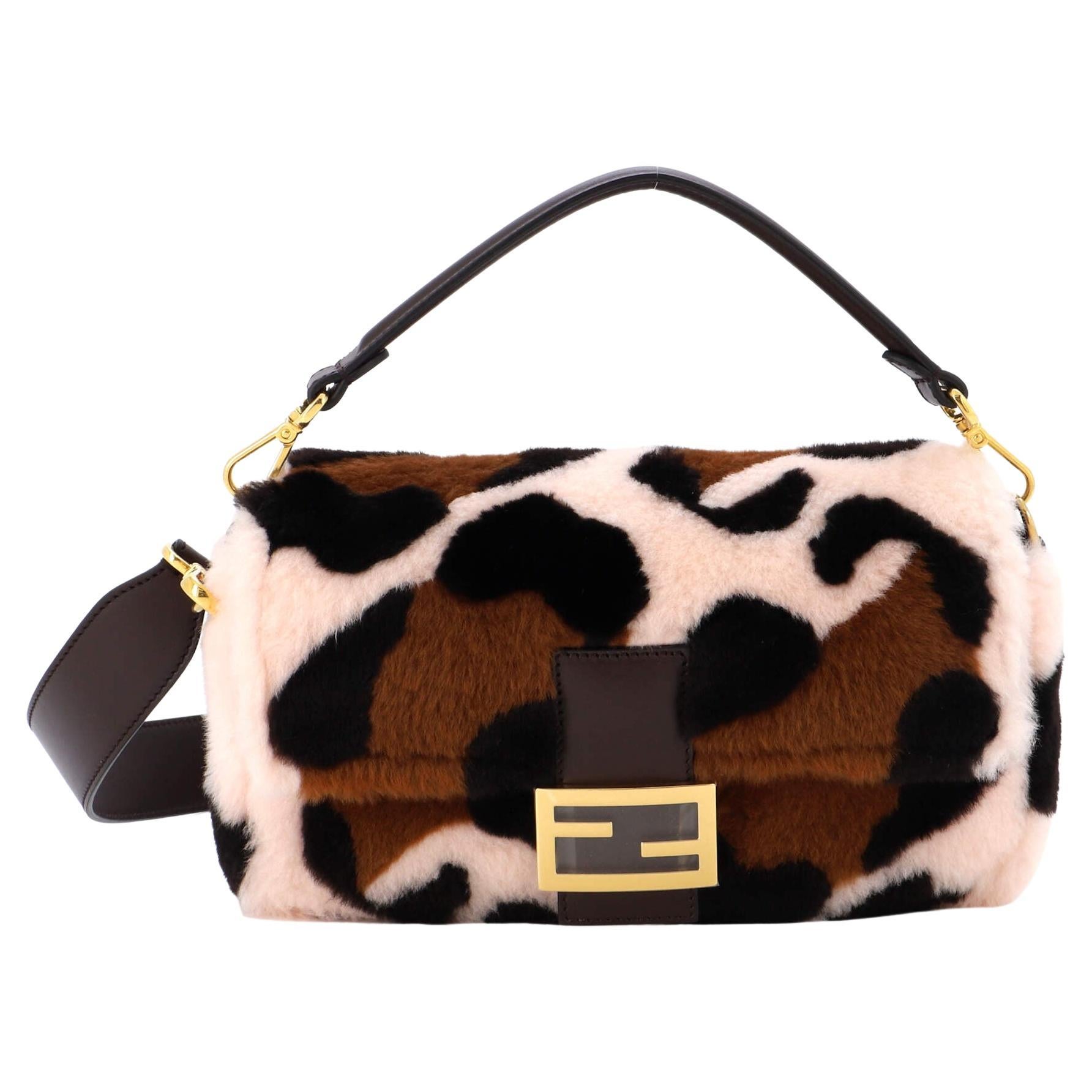 Fendi Baguette NM Bag Printed Shearling and Leather For Sale