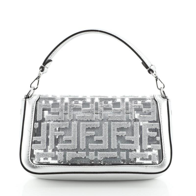 silver sequin fendi baguette bag