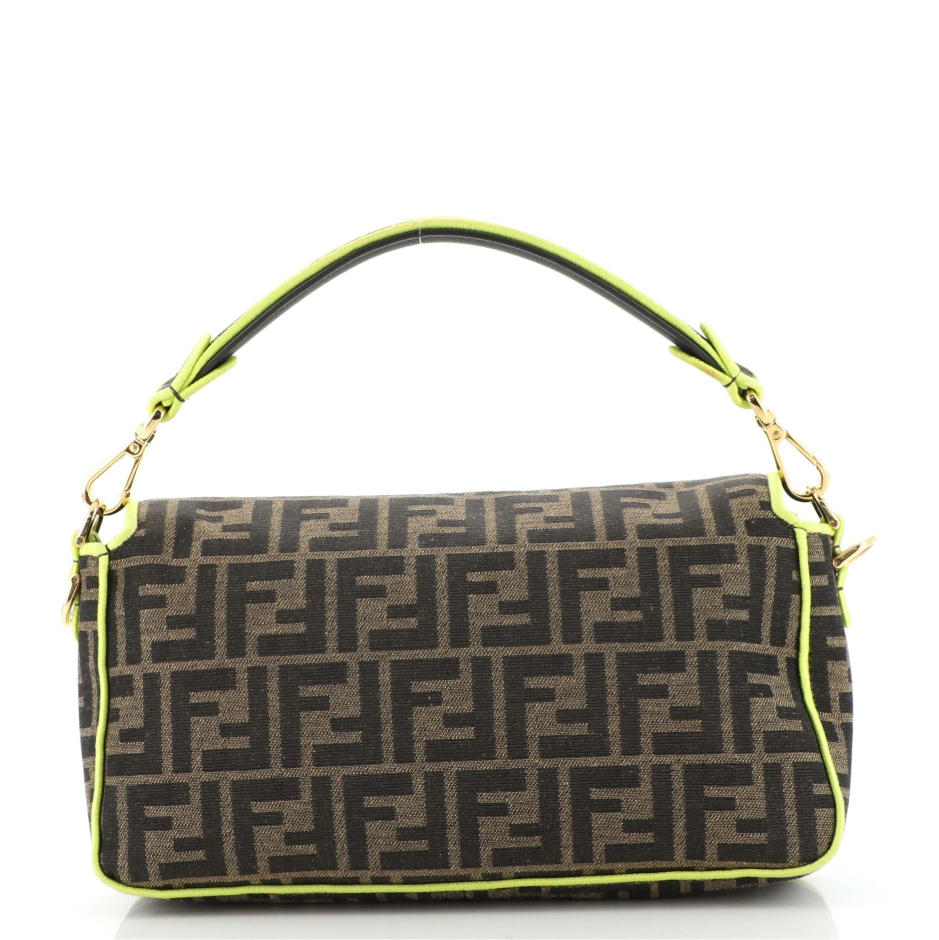Fendi Baguette NM Tasche Zucca Segeltuch Medium (Schwarz)