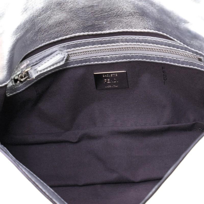 Gray Fendi  Baguette NM Bag Zucca Embossed Leather Medium
