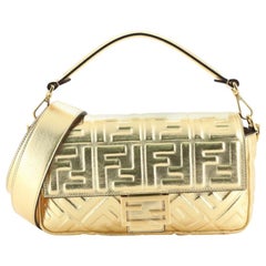 Fendi Baguette NM Bag Zucca Embossed Leather Medium