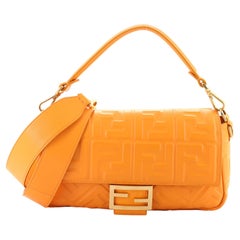 Fendi Baguette NM Bag Zucca Embossed Leather Medium