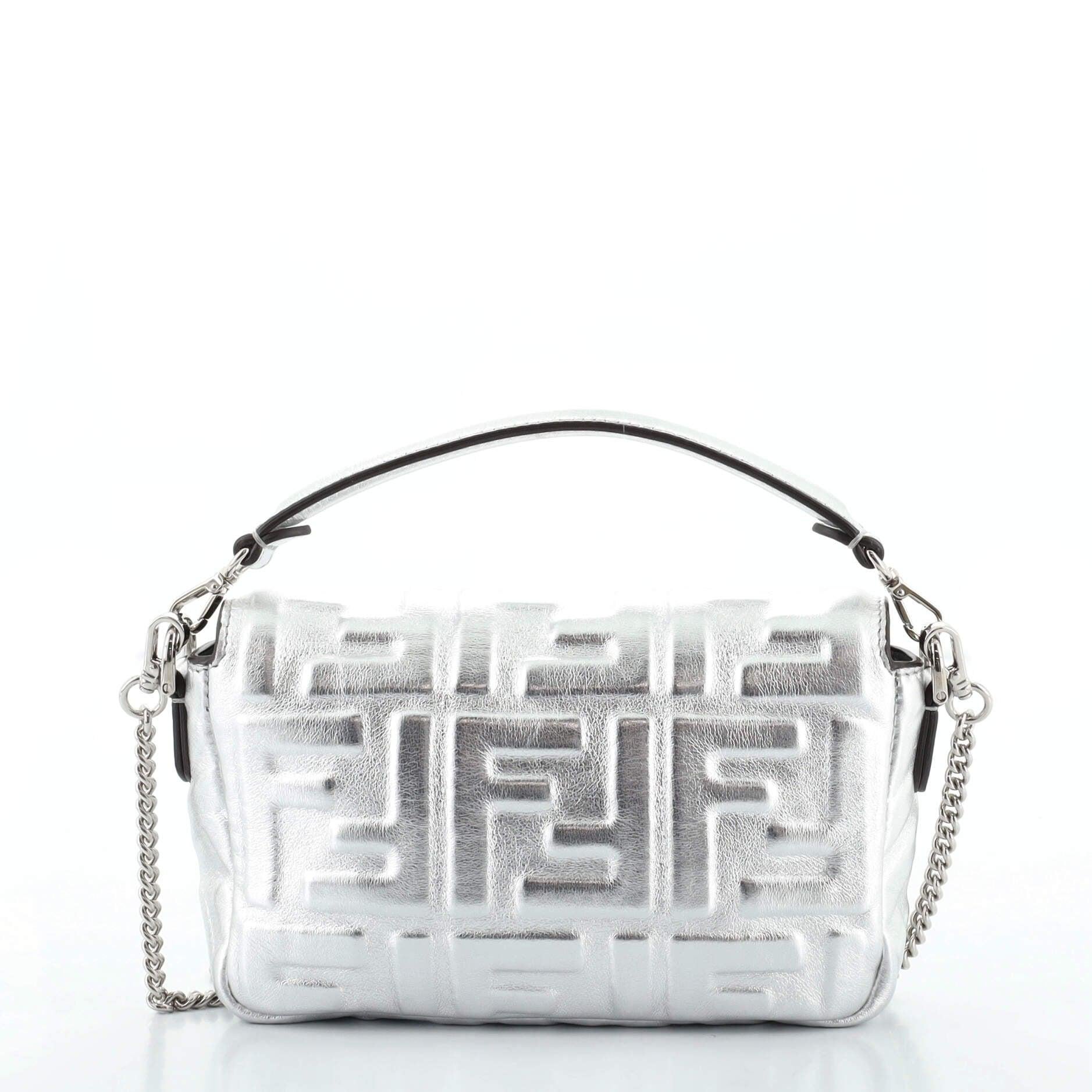 fendi silver mini baguette