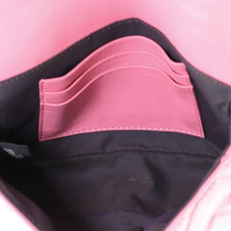 Pink Fendi Baguette NM Bag Zucca Embossed Leather Mini