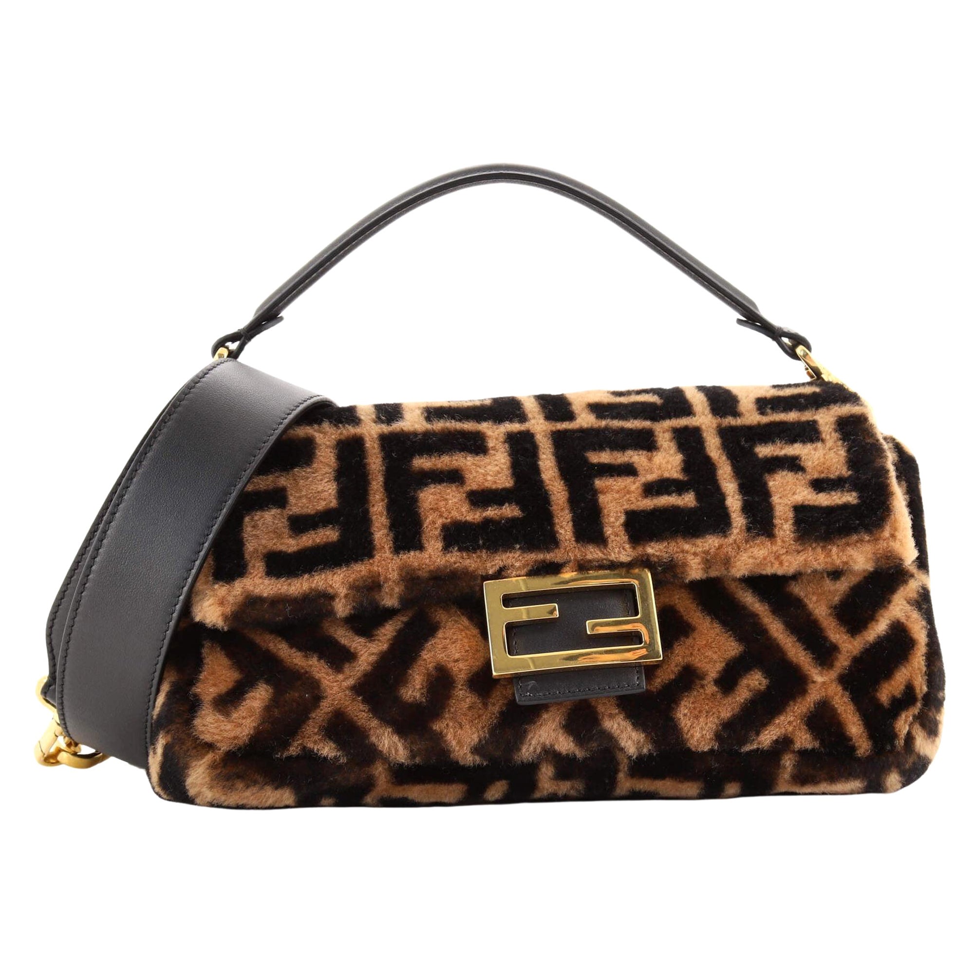 Fendi Baguette NM Bag Zucca Shearling Medium