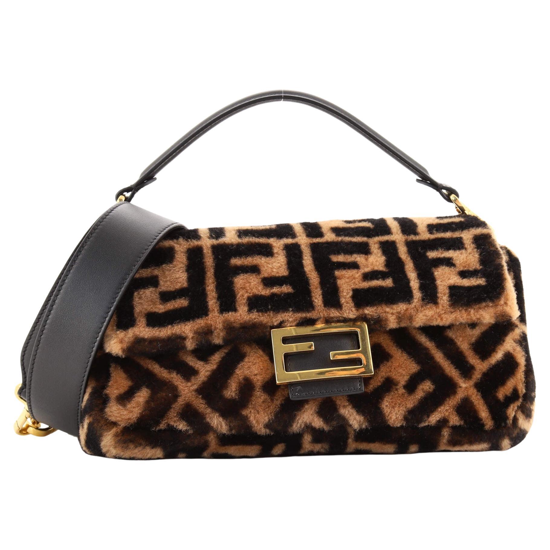 Fendi Baguette NM Bag Zucca Shearling Medium