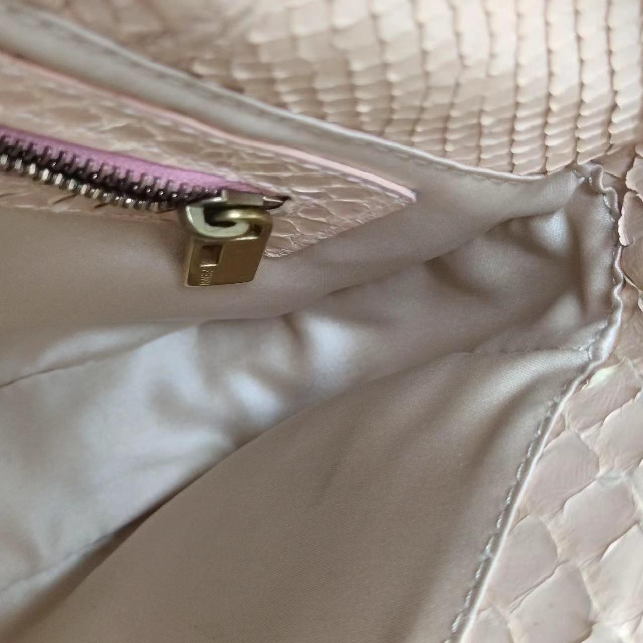 Fendi baguette nude pink python leather shoulder bag For Sale 12