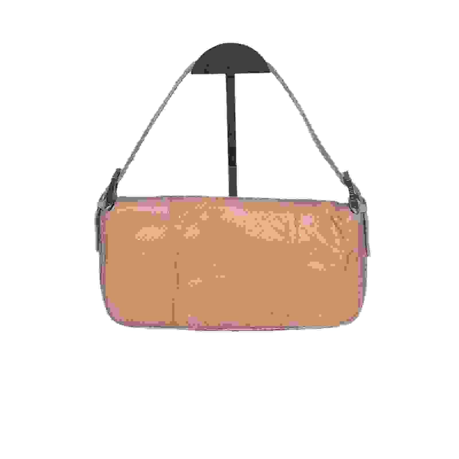 Fendi baguette nude pink python leather shoulder bag
 These are professional photos of the actual bag offered by Luxbags.
 
 This Fendi Baguette definitely stands out from the crowd. Crafted with exotic python leather skin and in nude pink color. ;
