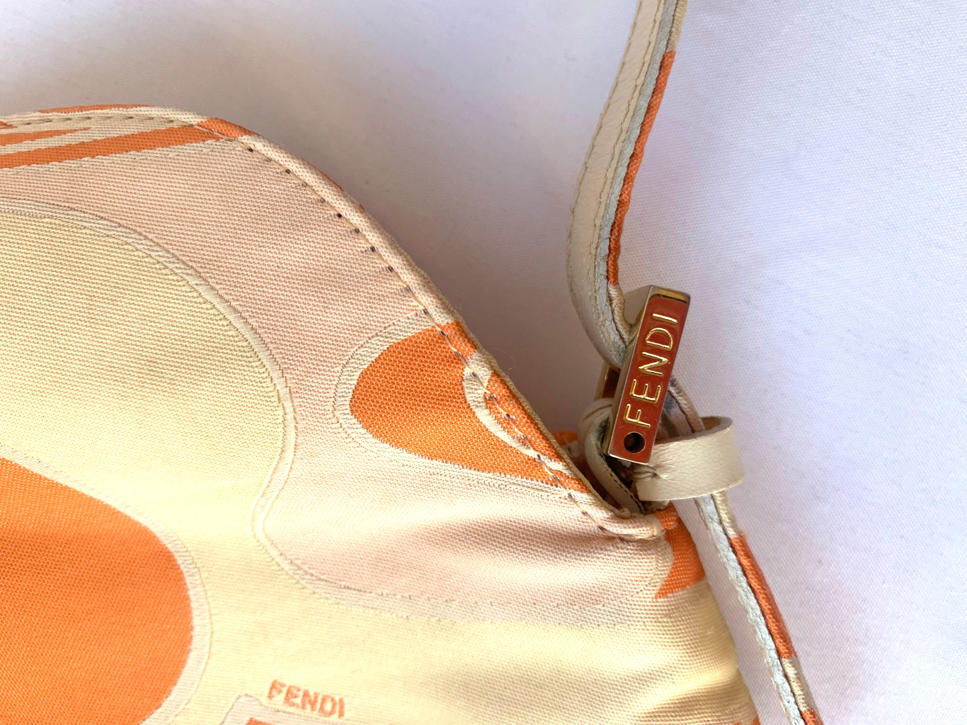FENDI Baguette Orange Multicolor Silk with Psychedelic prints 8