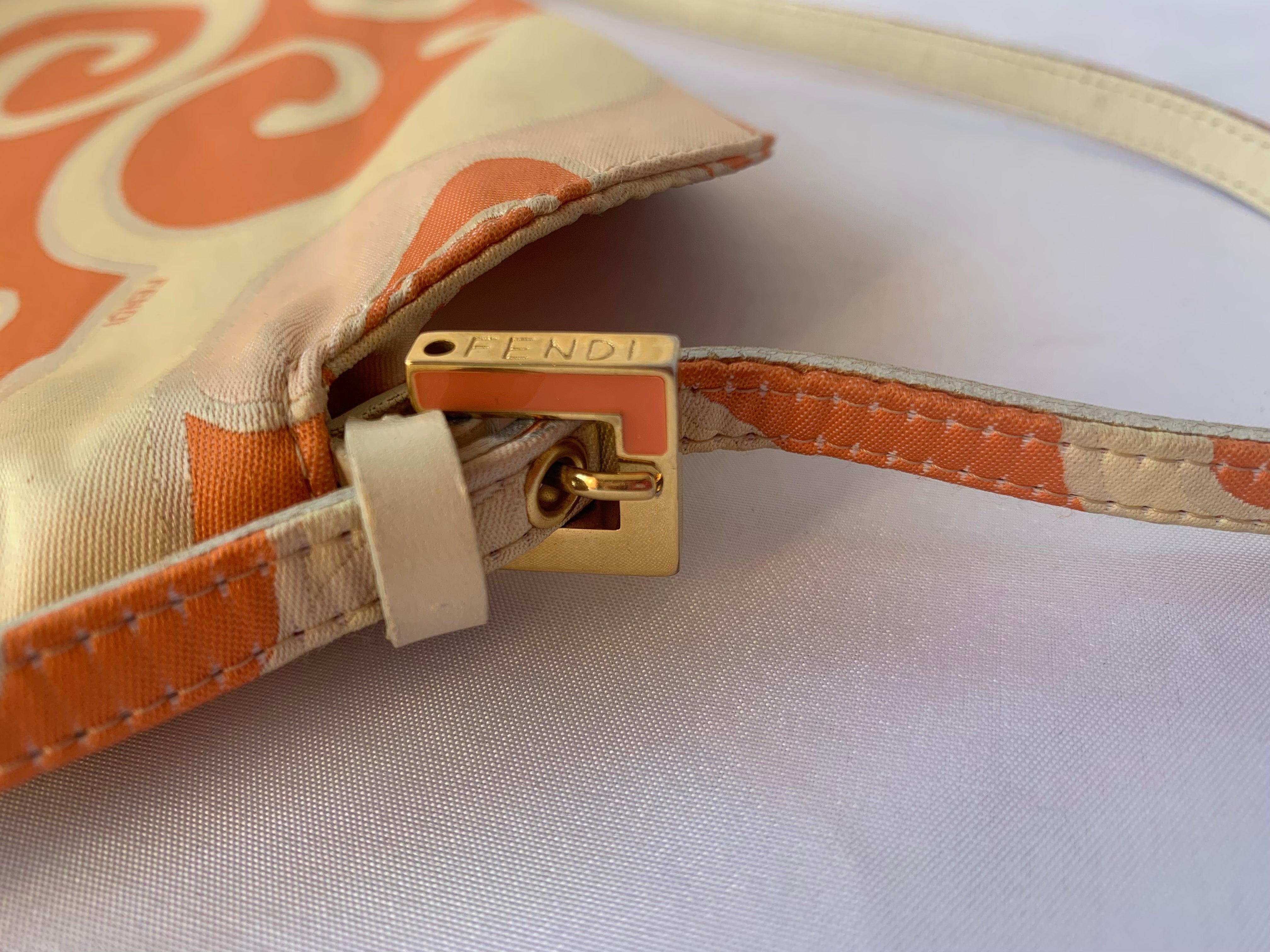 FENDI Baguette Orange Multicolor Silk with Psychedelic prints 9