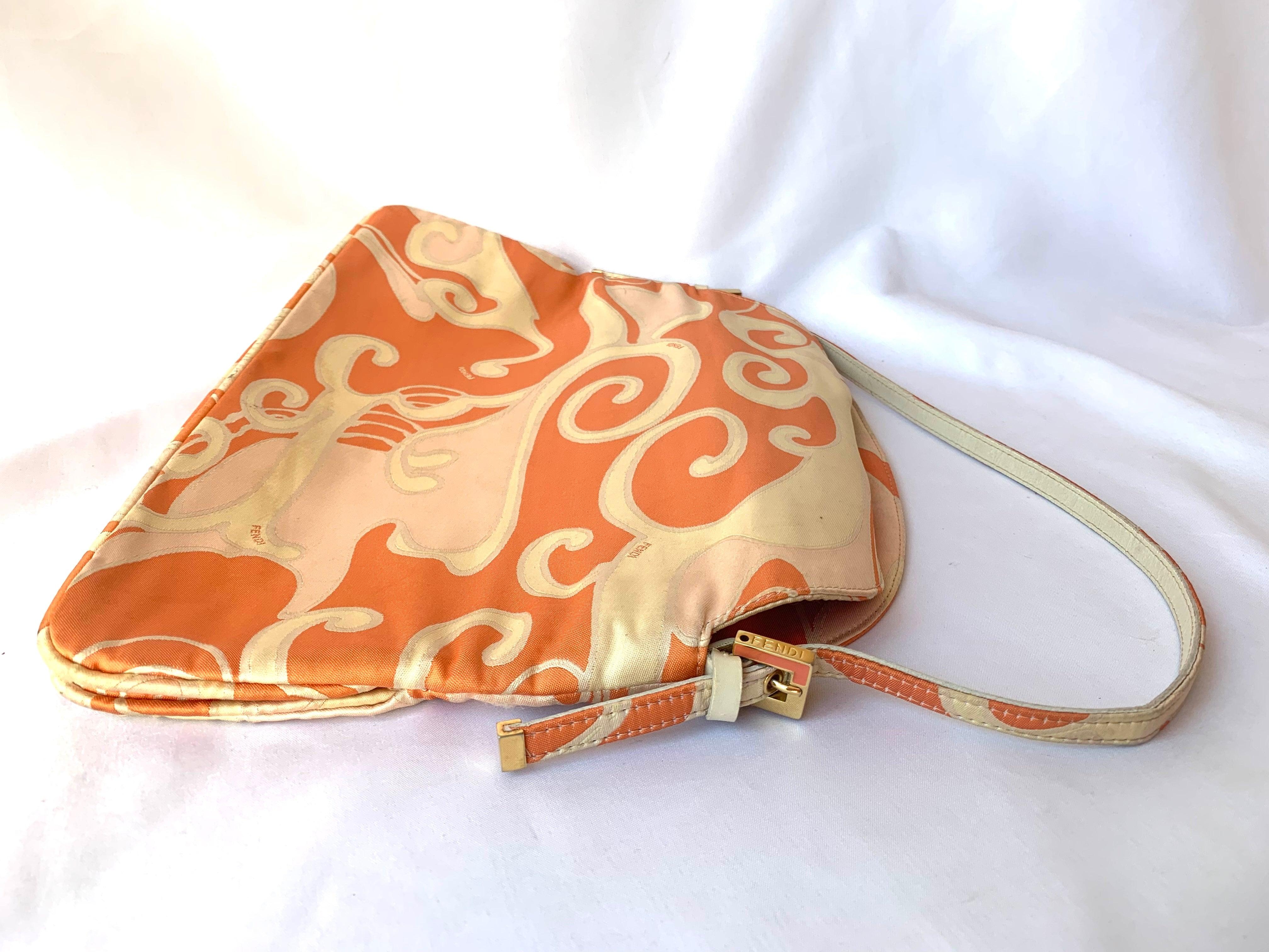 FENDI Baguette Orange Multicolor Silk with Psychedelic prints 1