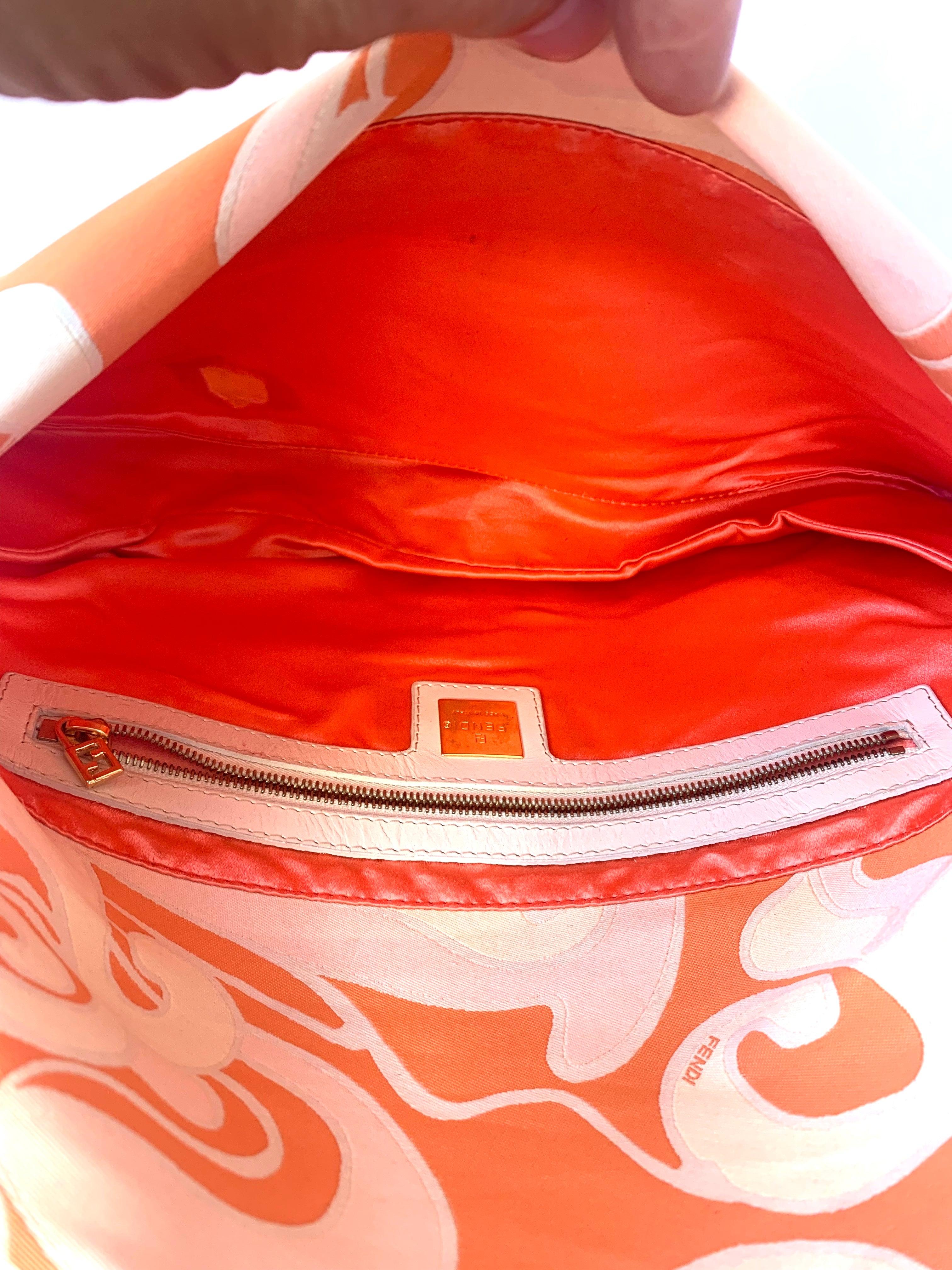 FENDI Baguette Orange Multicolor Silk with Psychedelic prints 2