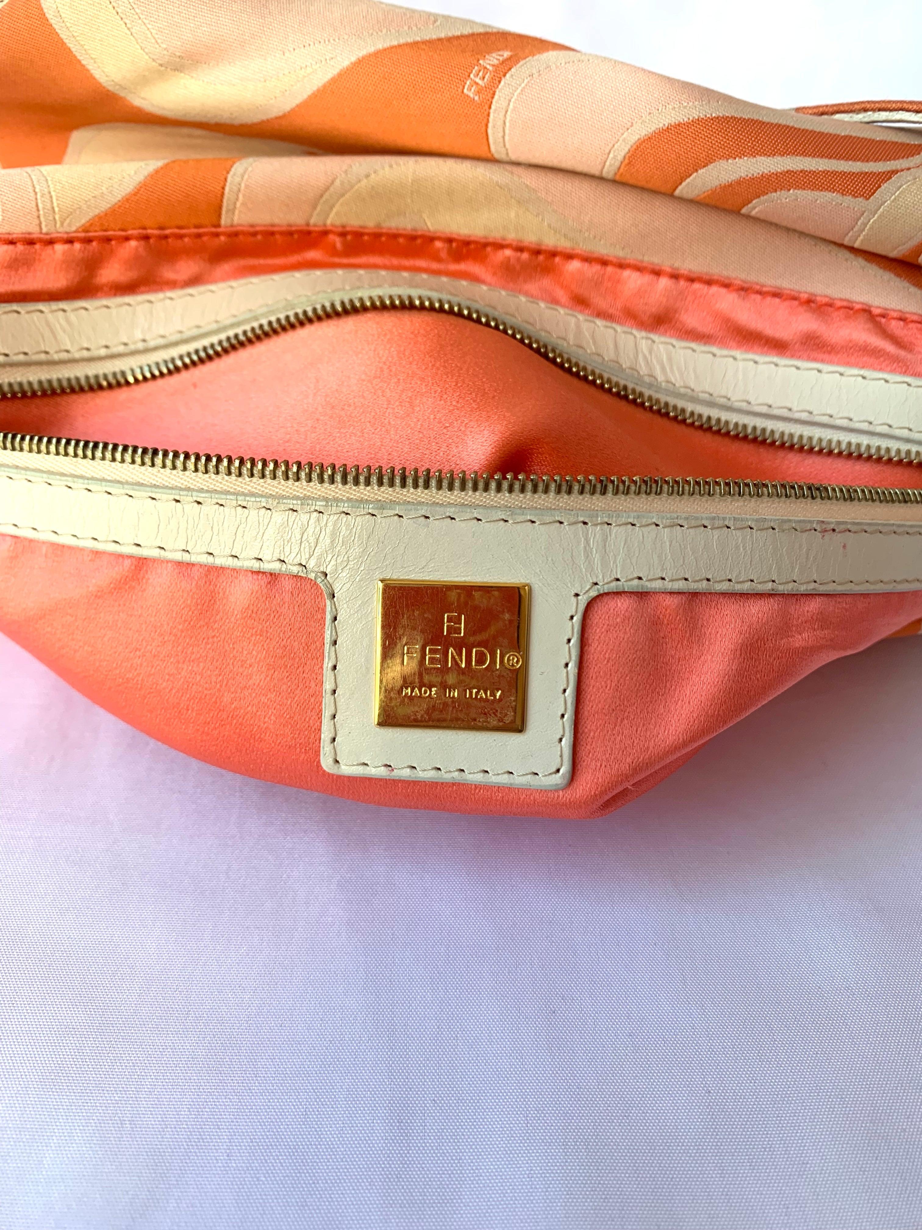 FENDI Baguette Orange Multicolor Silk with Psychedelic prints 3