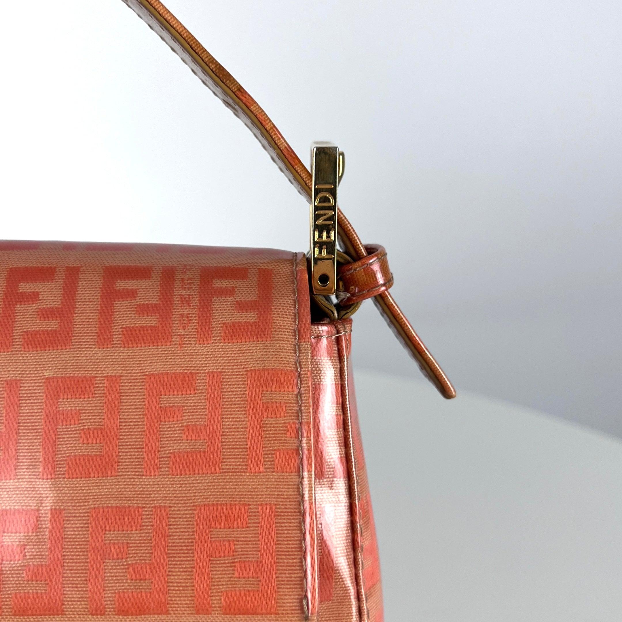 Fendi Baguette Orange Zucca Vinyl Shoulder Bag en vente 6