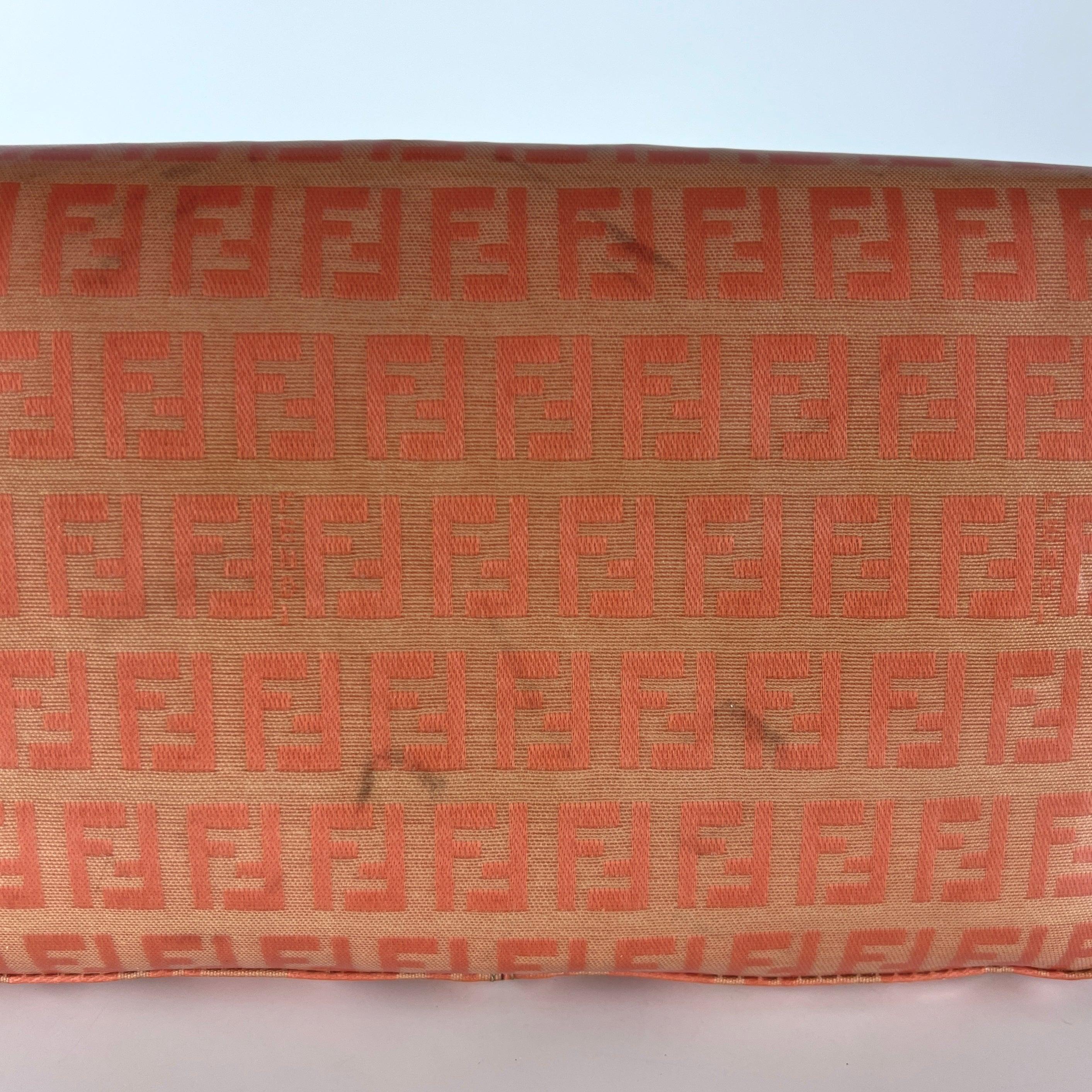 Fendi Baguette Orange Zucca Vinyl Shoulder Bag en vente 7
