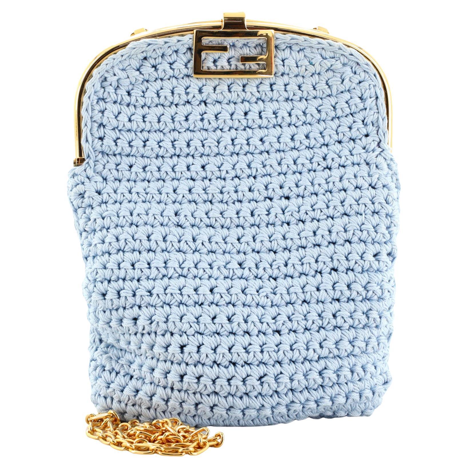 Fendi Yellow Crochet Mini Mon Tresor Crossbody Drawstring Bucket Bag For  Sale at 1stDibs