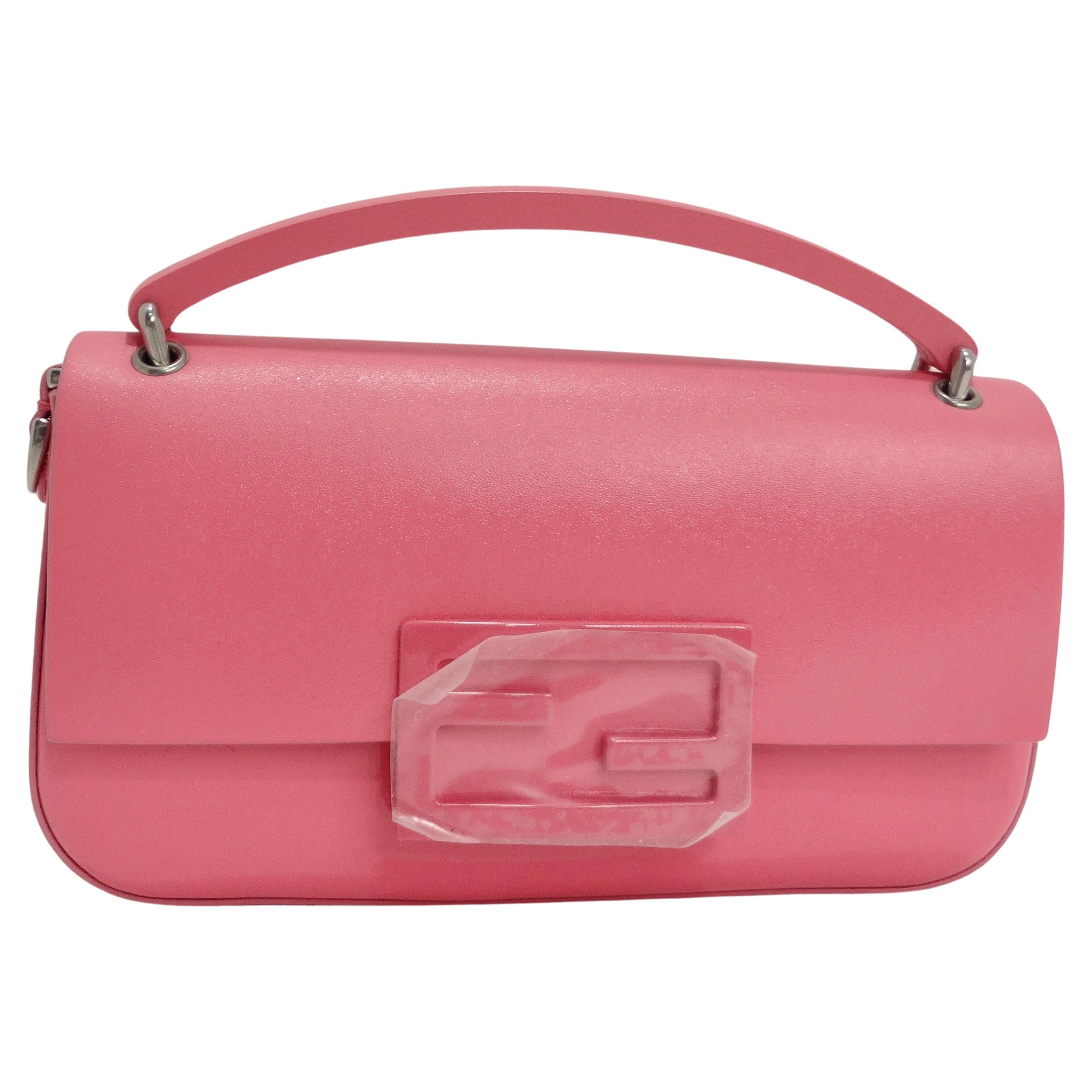Fendi Baguette Bag Pink Paillettes Exotic Skin Handle Vintage