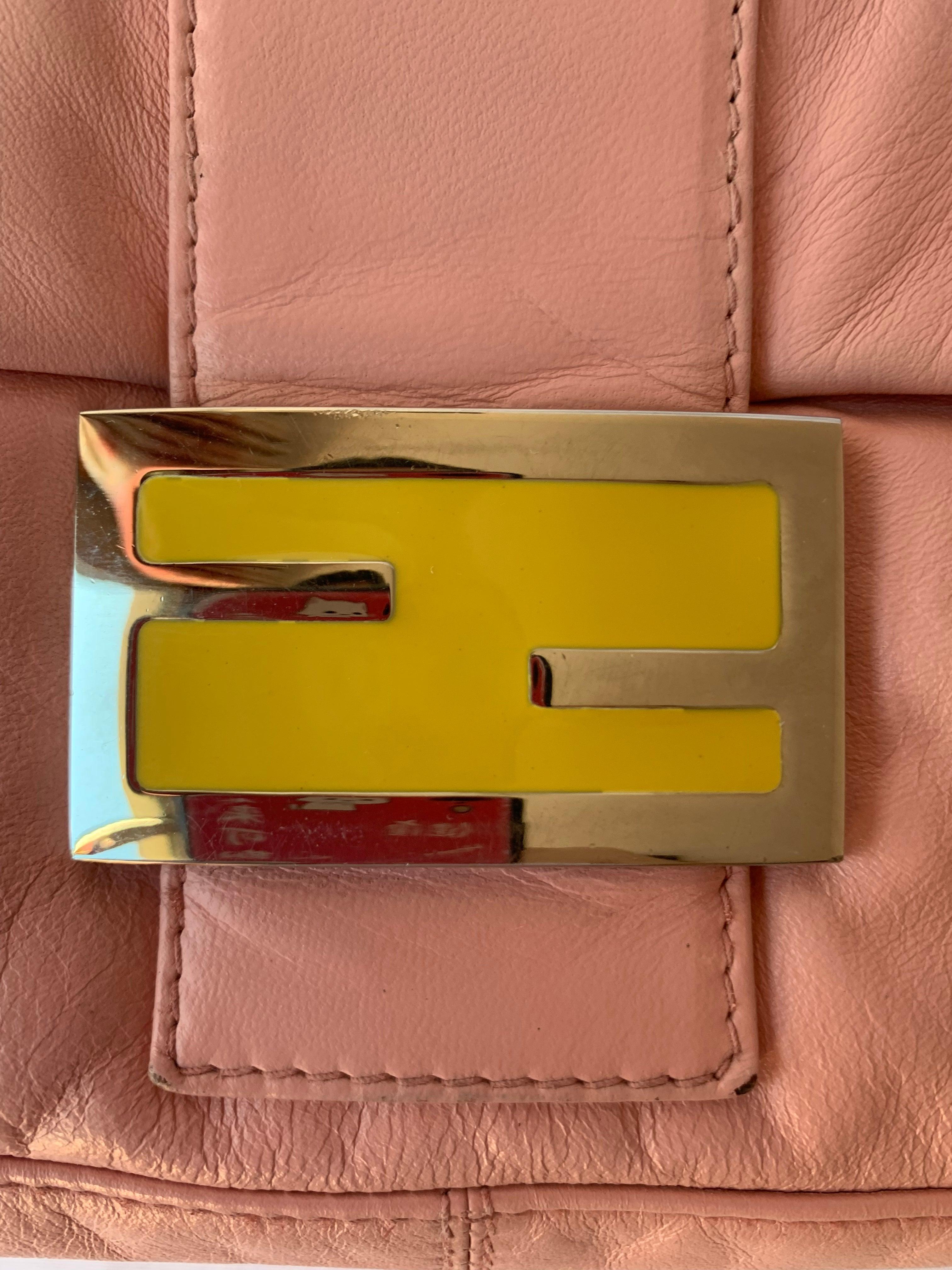 FENDI Baguette Pink Lambskin Leather 8