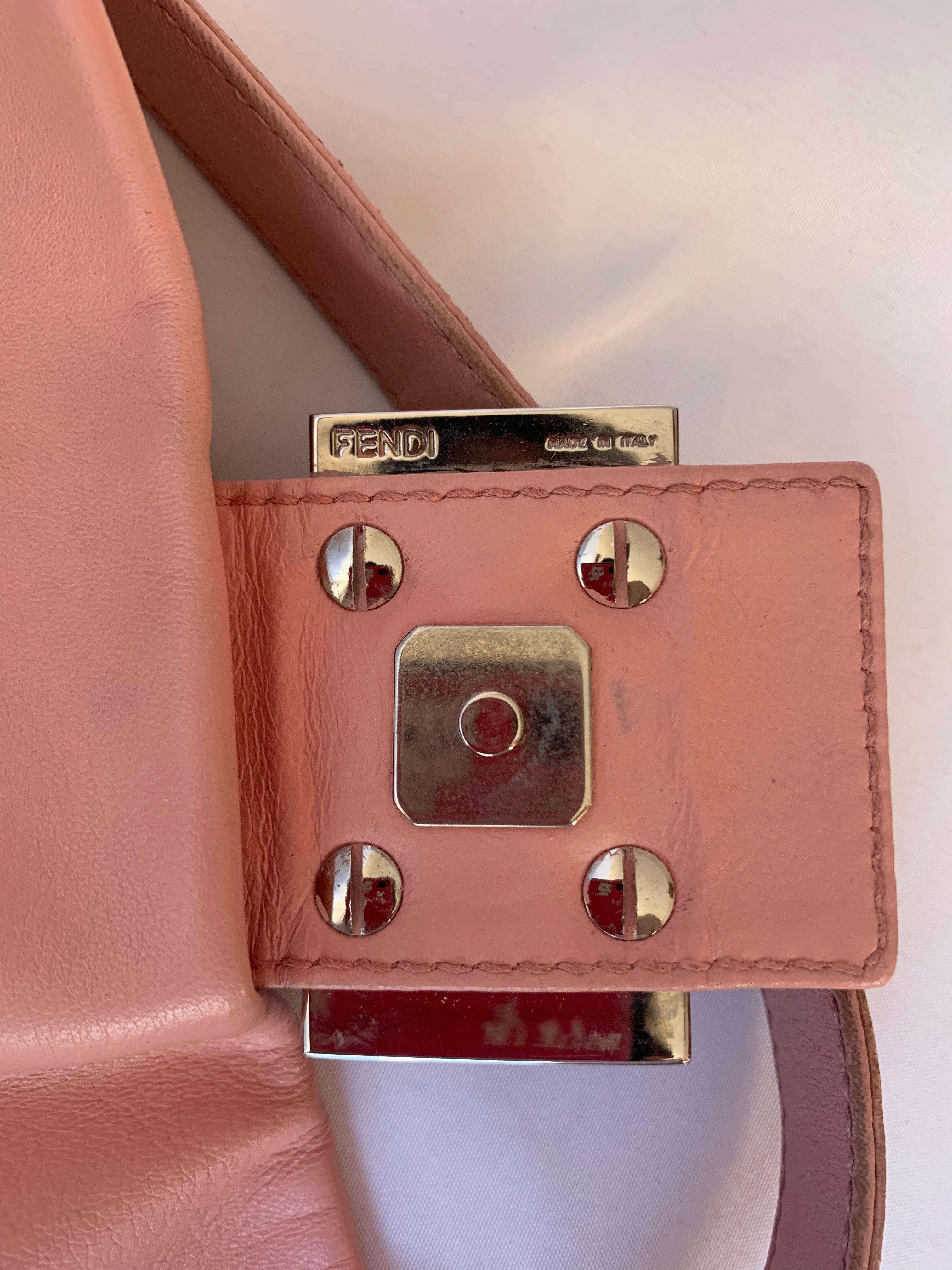 FENDI Baguette Pink Lambskin Leather 12