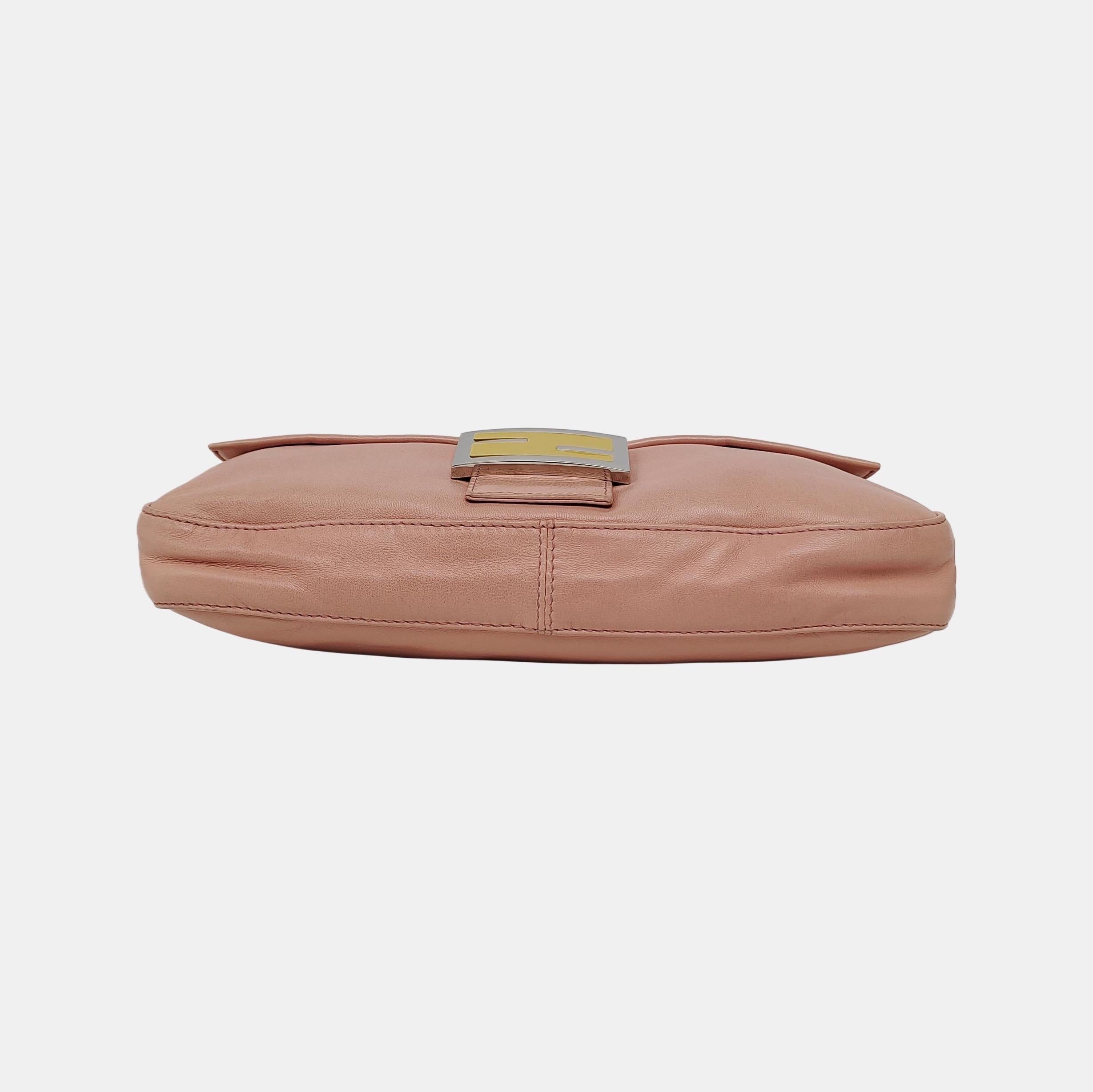 FENDI Baguette Pink Lambskin Leather For Sale 1