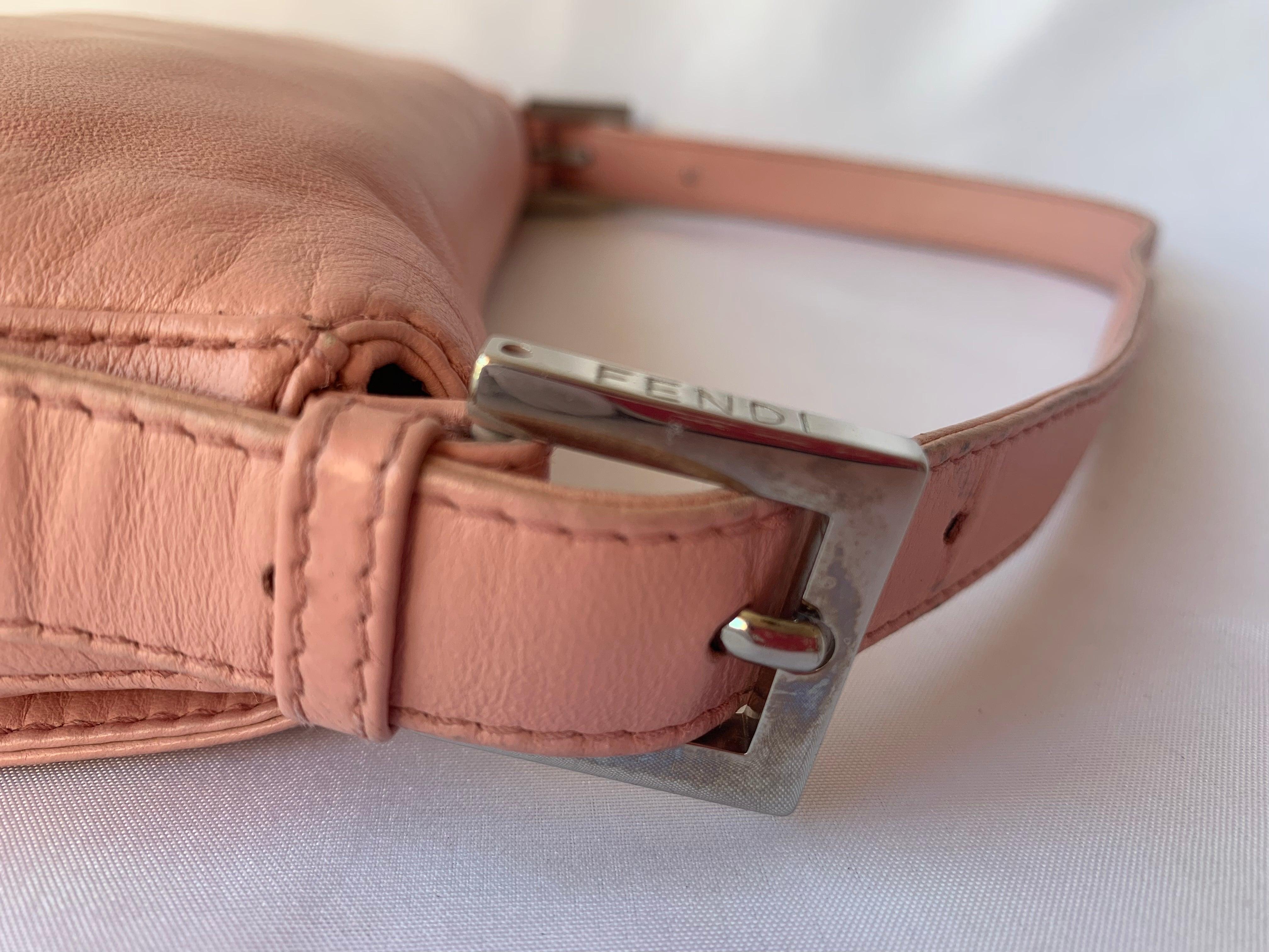 FENDI Baguette Pink Lambskin Leather 3