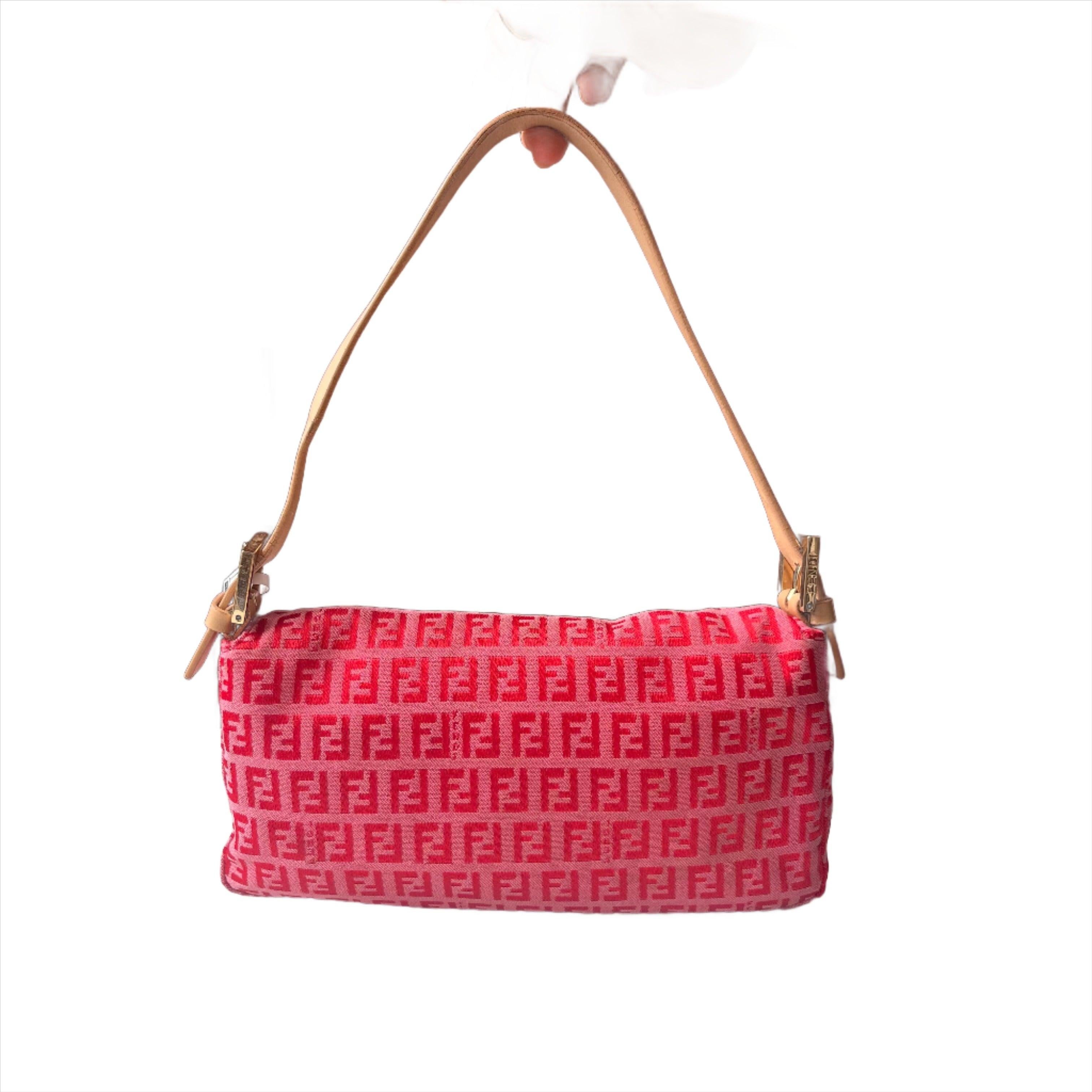 Fendi Baguette Pink Zucchino Monogram Shoulder Bag For Sale at 1stDibs