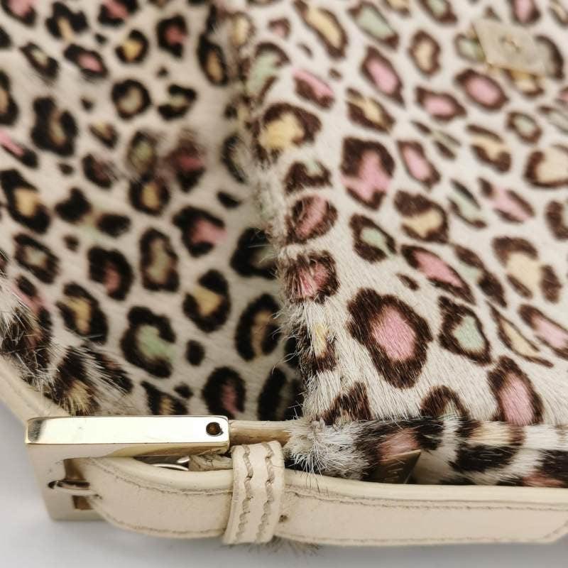 Fendi Baguette Pony-hair Calfskin Leather in leopard print white and Pink 5