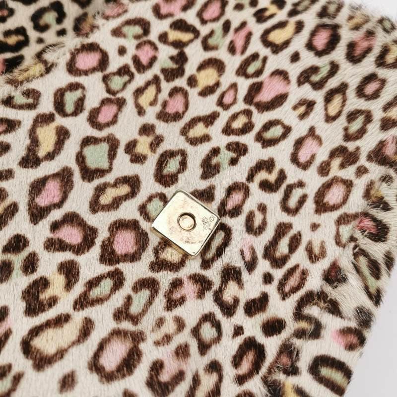 Fendi Baguette Pony-hair Calfskin Leather in leopard print white and Pink 6