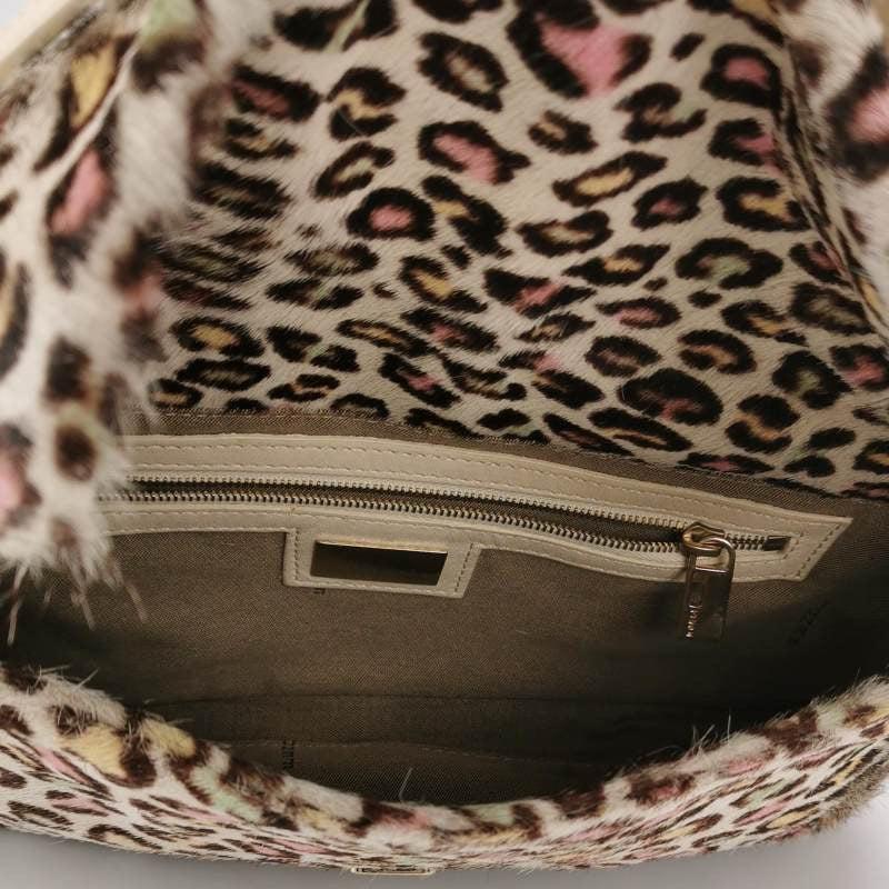 Beige Fendi Baguette Pony-hair Calfskin Leather in leopard print white and Pink