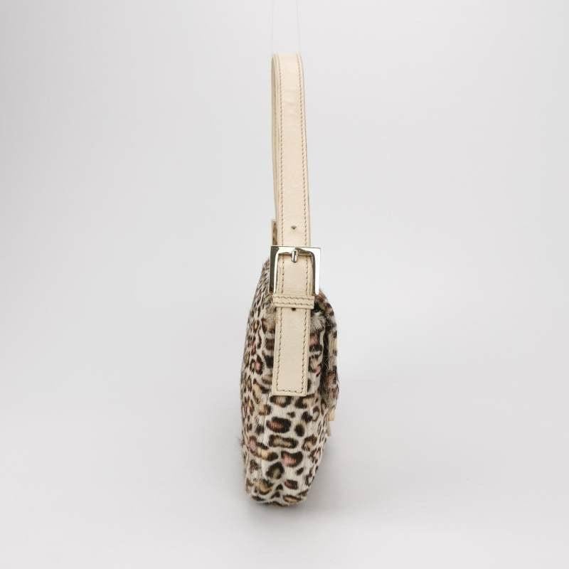 Fendi Baguette Pony-hair Calfskin Leather in leopard print white and Pink 1