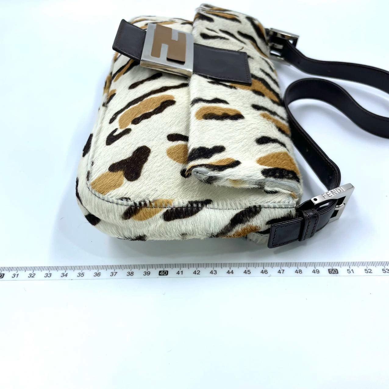 Women's Fendi Baguette Pony hair in leopard print Brown For Sale