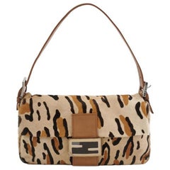 Fendi Baguette Pony hair in leopard print Brown