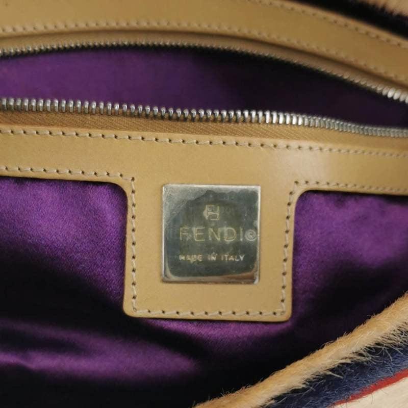 Fendi Baguette Pony-style Calfskin Leather Abstract Geometric Patchwork In Excellent Condition In AUBERVILLIERS, FR