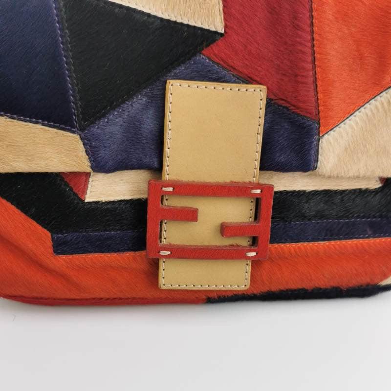Fendi Baguette Pony-style Calfskin Leather Abstract Geometric Patchwork 2