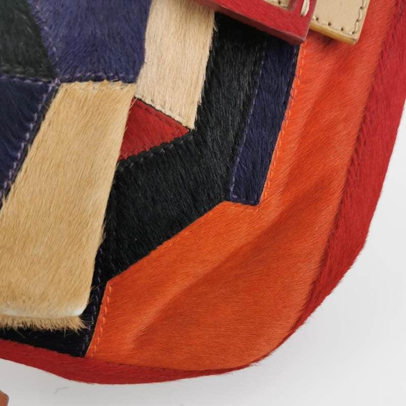 Fendi Baguette Pony-style Calfskin Leather Abstract Geometric Patchwork 3